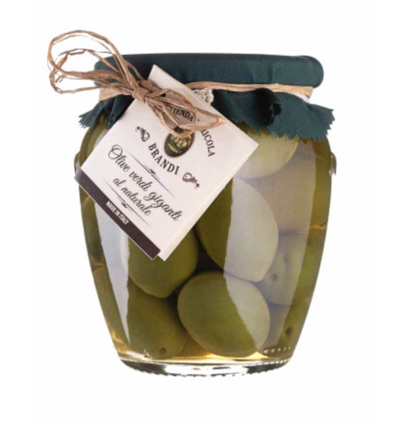 Оливки Brandi зелені Гігантські в розсолі (калібр 26мм) 280г